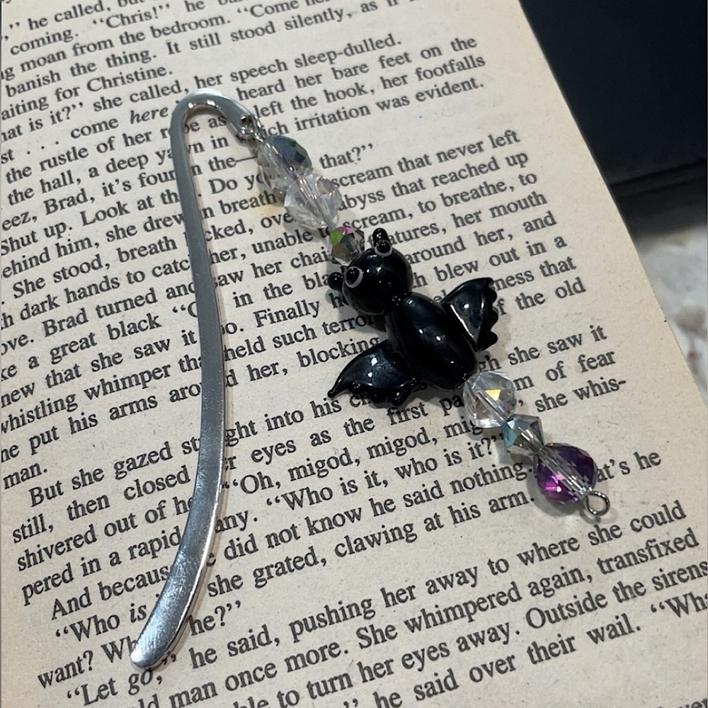 Small Metal Beaded Bat Bookmark